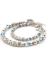 superb little aquamarine birthstone mother daughter bracelet
